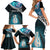 Personalised New Zealand Maori Family Matching Short Sleeve Bodycon Dress and Hawaiian Shirt Manaia Paua Shell Turquoise LT7 - Polynesian Pride