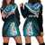 Personalised New Zealand Maori Hoodie Dress Manaia Paua Shell Turquoise LT7 - Polynesian Pride