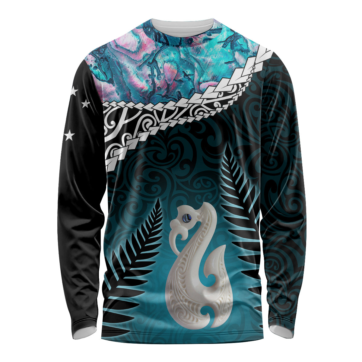 Personalised New Zealand Maori Long Sleeve Shirt Manaia Paua Shell Turquoise LT7 Unisex Turquoise - Polynesian Pride