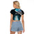 Personalised New Zealand Maori Raglan Cropped T Shirt Manaia Paua Shell Turquoise LT7 - Polynesian Pride