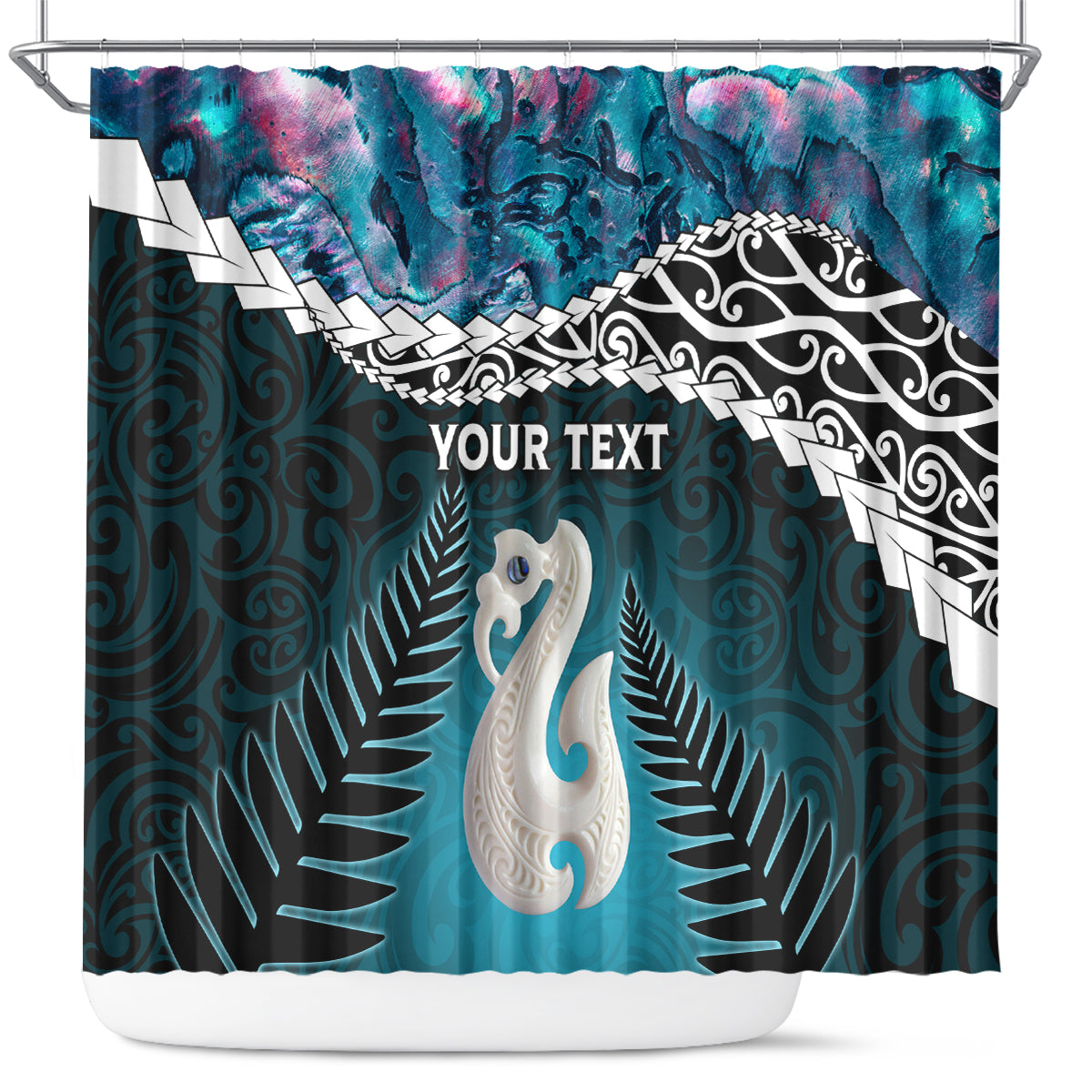 Personalised New Zealand Maori Shower Curtain Manaia Paua Shell Turquoise LT7 Turquoise - Polynesian Pride