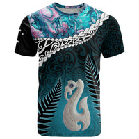 Personalised New Zealand Maori T Shirt Manaia Paua Shell Turquoise LT7 Turquoise - Polynesian Pride