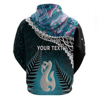 Personalised New Zealand Maori Zip Hoodie Manaia Paua Shell Turquoise LT7 - Polynesian Pride