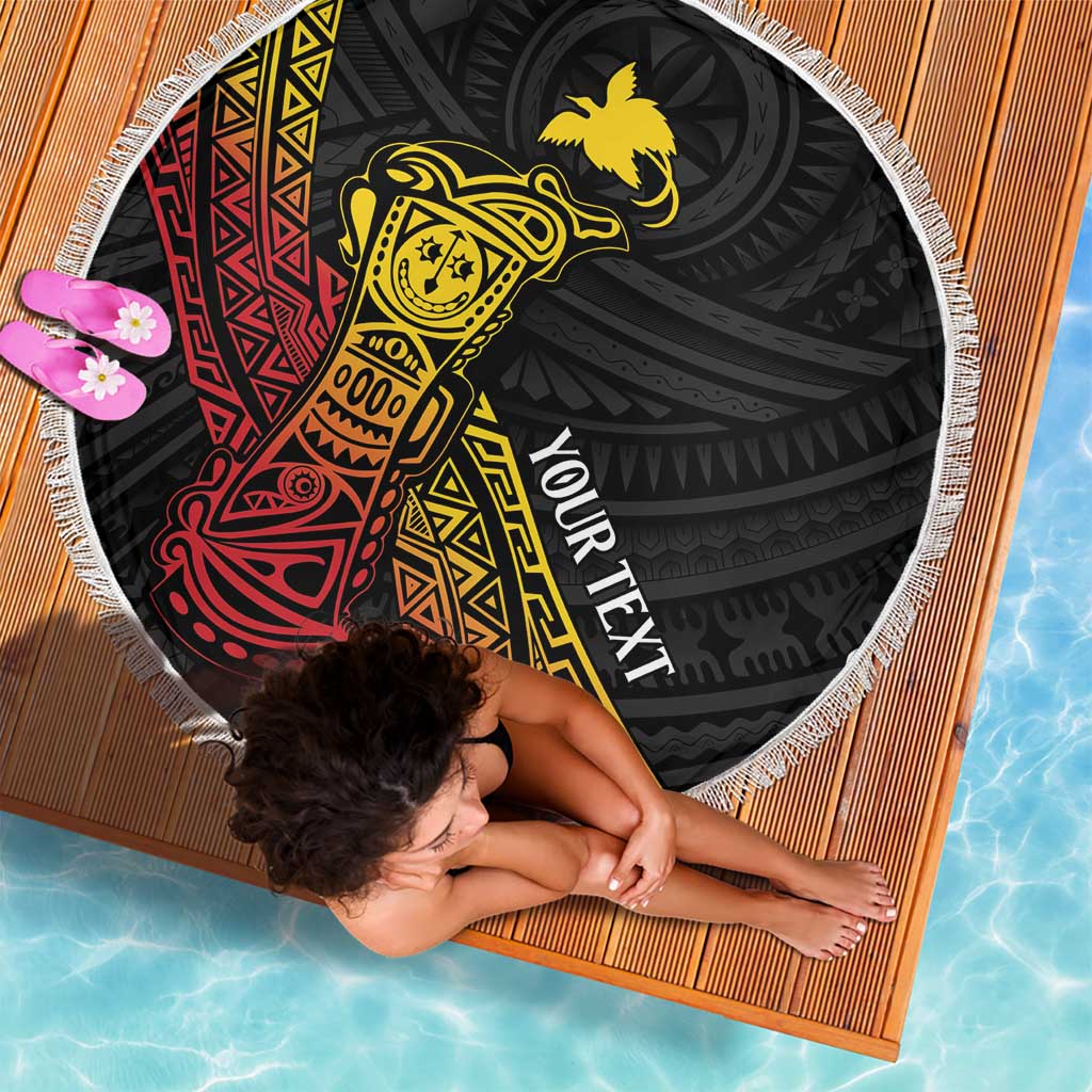 Personalized Papua New Guinea Beach Blanket Kundu Drum Carving Motifs LT7 - Polynesian Pride
