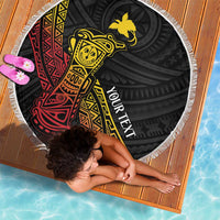 Personalized Papua New Guinea Beach Blanket Kundu Drum Carving Motifs LT7 - Polynesian Pride