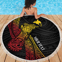Personalized Papua New Guinea Beach Blanket Kundu Drum Carving Motifs LT7 - Polynesian Pride