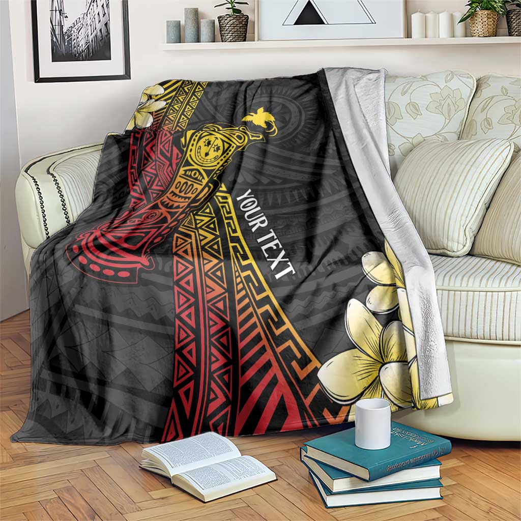 Personalized Papua New Guinea Blanket Kundu Drum Carving Motifs LT7 Black - Polynesian Pride