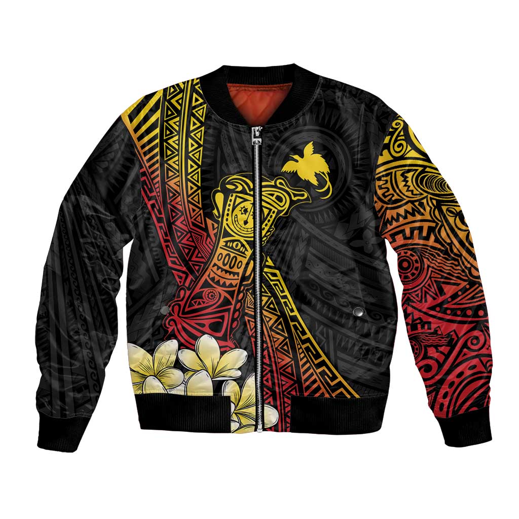 Personalized Papua New Guinea Bomber Jacket Kundu Drum Carving Motifs