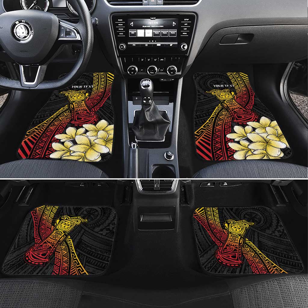 Personalized Papua New Guinea Car Mats Kundu Drum Carving Motifs LT7 Set 4pcs Black - Polynesian Pride