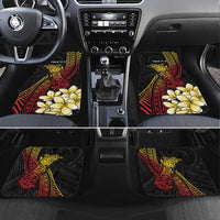 Personalized Papua New Guinea Car Mats Kundu Drum Carving Motifs LT7 Set 4pcs Black - Polynesian Pride