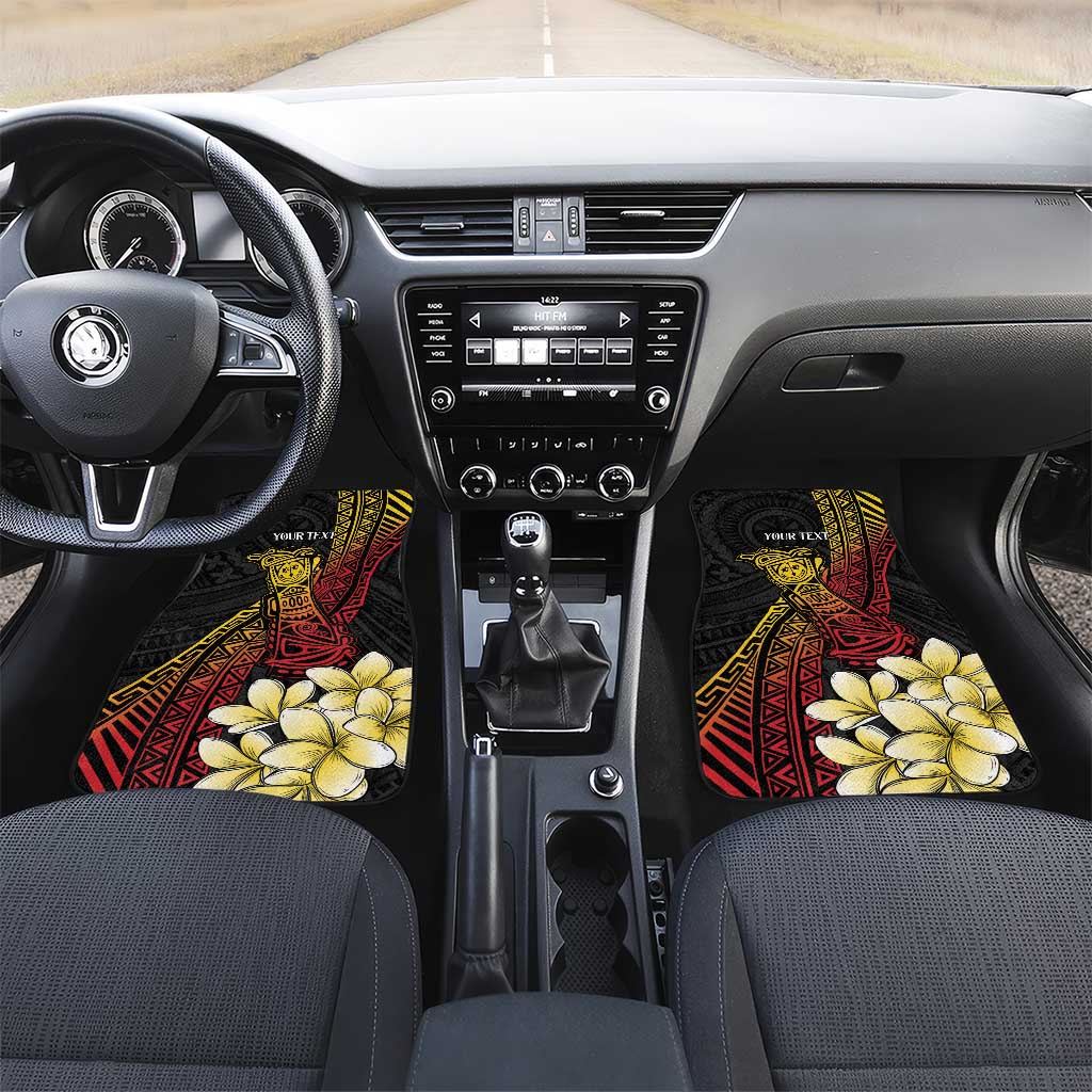 Personalized Papua New Guinea Car Mats Kundu Drum Carving Motifs LT7 Set 2pcs - Front Black - Polynesian Pride