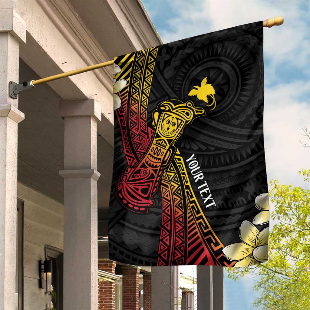Personalized Papua New Guinea Garden Flag Kundu Drum Carving Motifs LT7 House Flag Black - Polynesian Pride