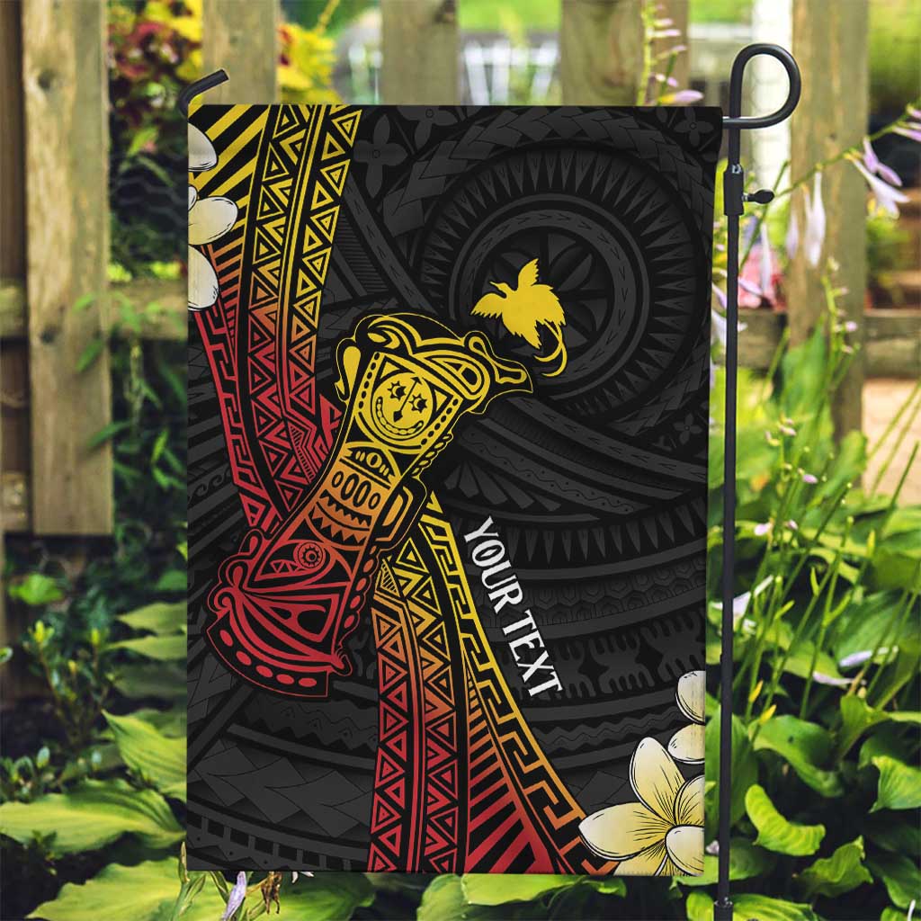 Personalized Papua New Guinea Garden Flag Kundu Drum Carving Motifs LT7 Garden Flag Black - Polynesian Pride