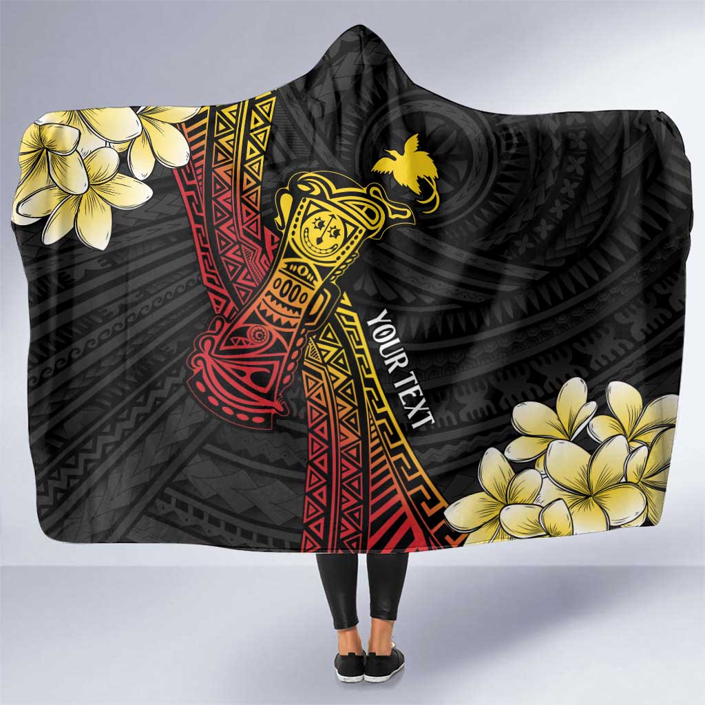 Personalized Papua New Guinea Hooded Blanket Kundu Drum Carving Motifs LT7 One Size Black - Polynesian Pride