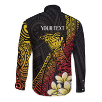 Personalized Papua New Guinea Long Sleeve Button Shirt Kundu Drum Carving Motifs LT7 - Polynesian Pride