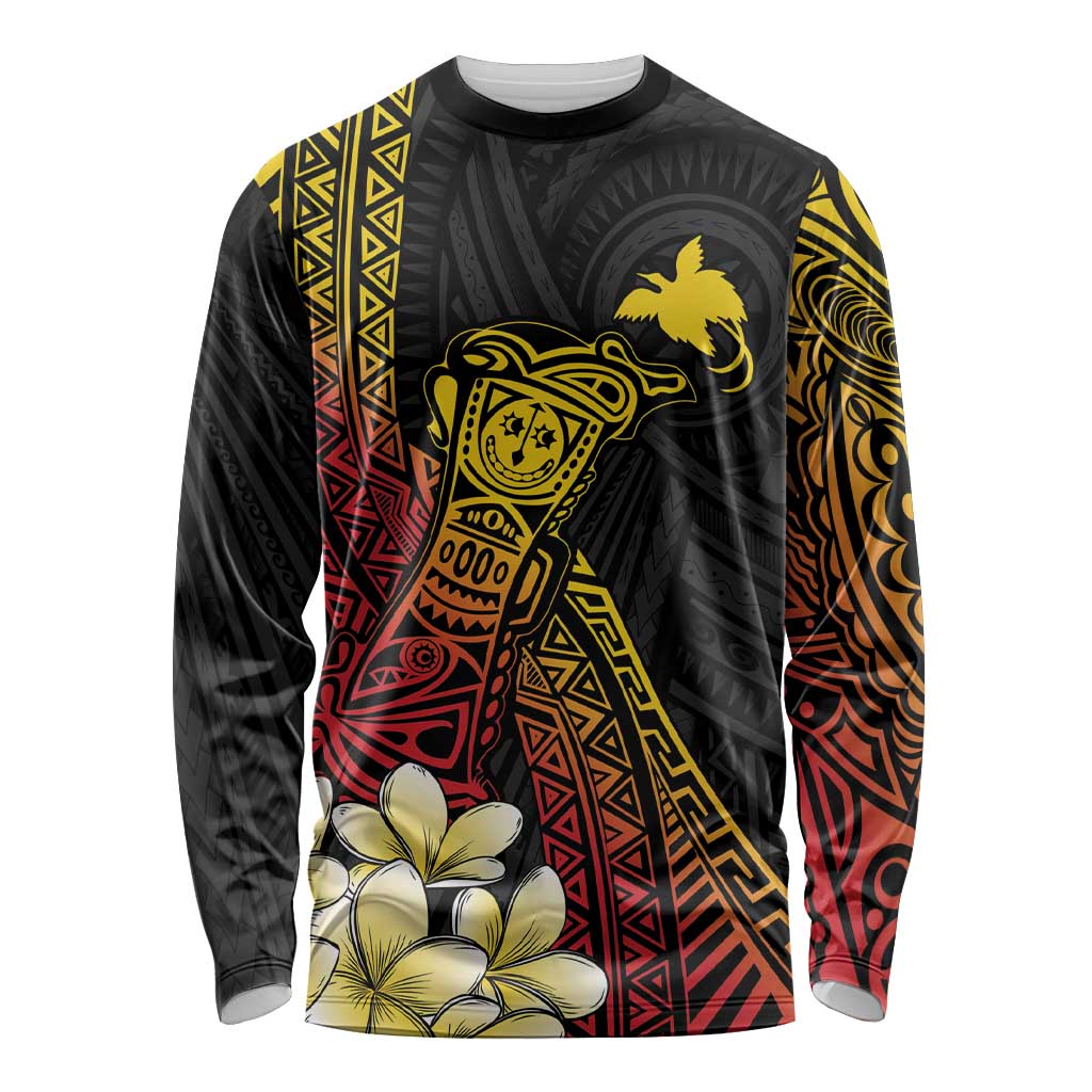 Personalized Papua New Guinea Long Sleeve Shirt Kundu Drum Carving Motifs LT7 Unisex Black - Polynesian Pride