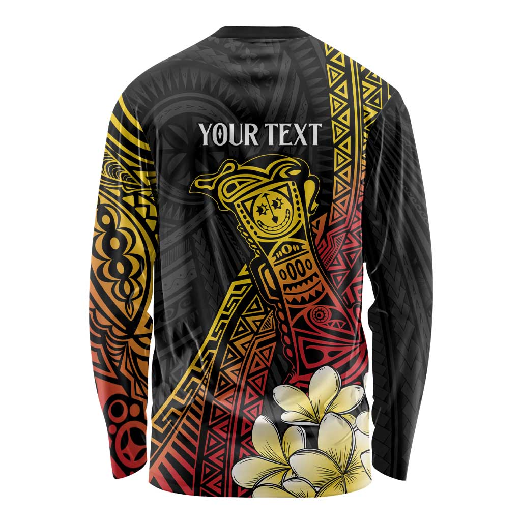 Personalized Papua New Guinea Long Sleeve Shirt Kundu Drum Carving Motifs LT7 - Polynesian Pride