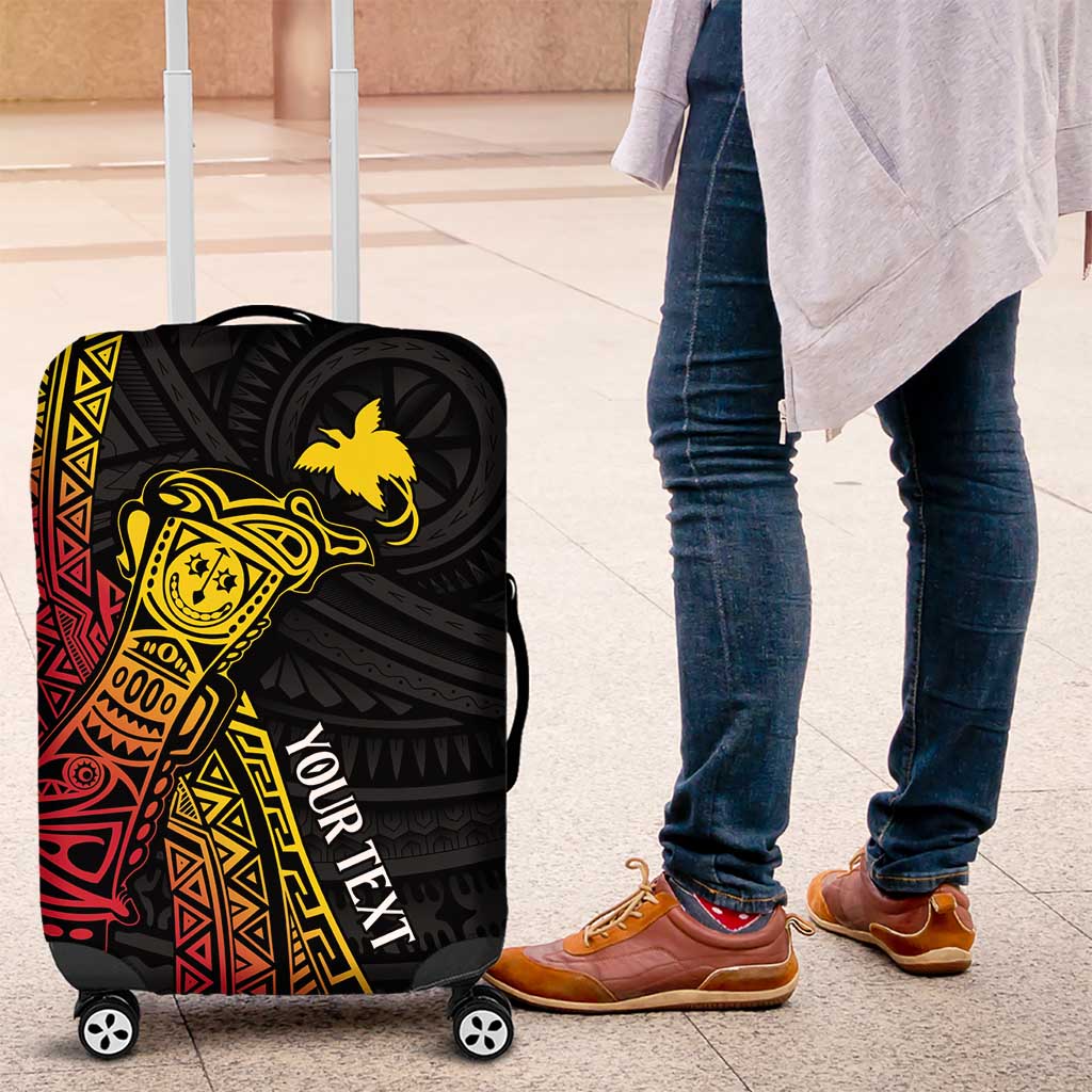 Personalized Papua New Guinea Luggage Cover Kundu Drum Carving Motifs