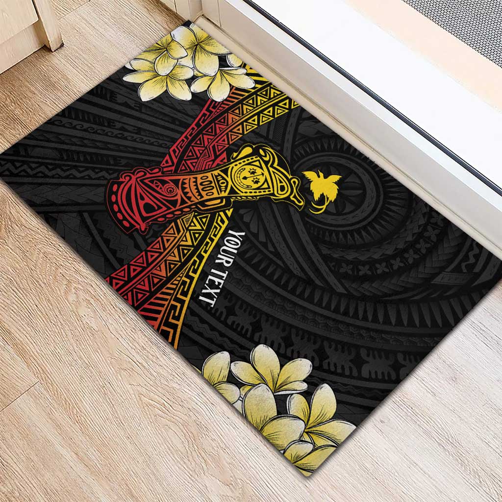 Personalized Papua New Guinea Rubber Doormat Kundu Drum Carving Motifs LT7 - Polynesian Pride