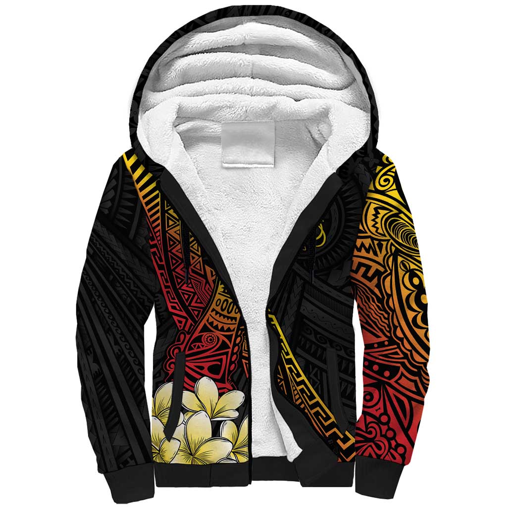 Personalized Papua New Guinea Sherpa Hoodie Kundu Drum Carving Motifs LT7 Unisex Black - Polynesian Pride