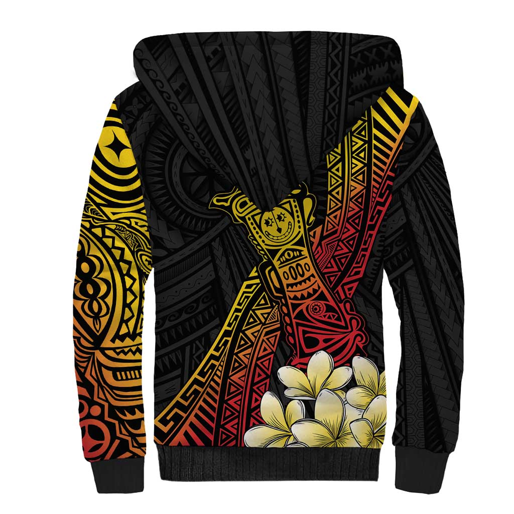 Personalized Papua New Guinea Sherpa Hoodie Kundu Drum Carving Motifs LT7 - Polynesian Pride