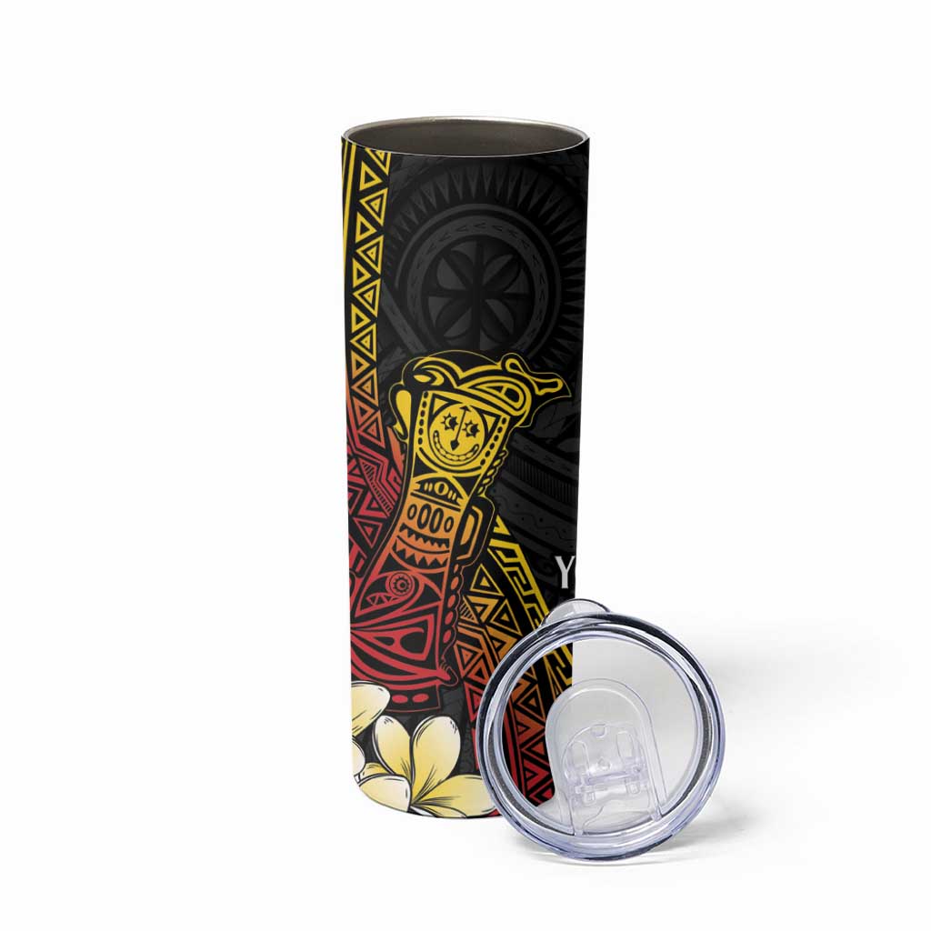 Personalized Papua New Guinea Skinny Tumbler Kundu Drum Carving Motifs