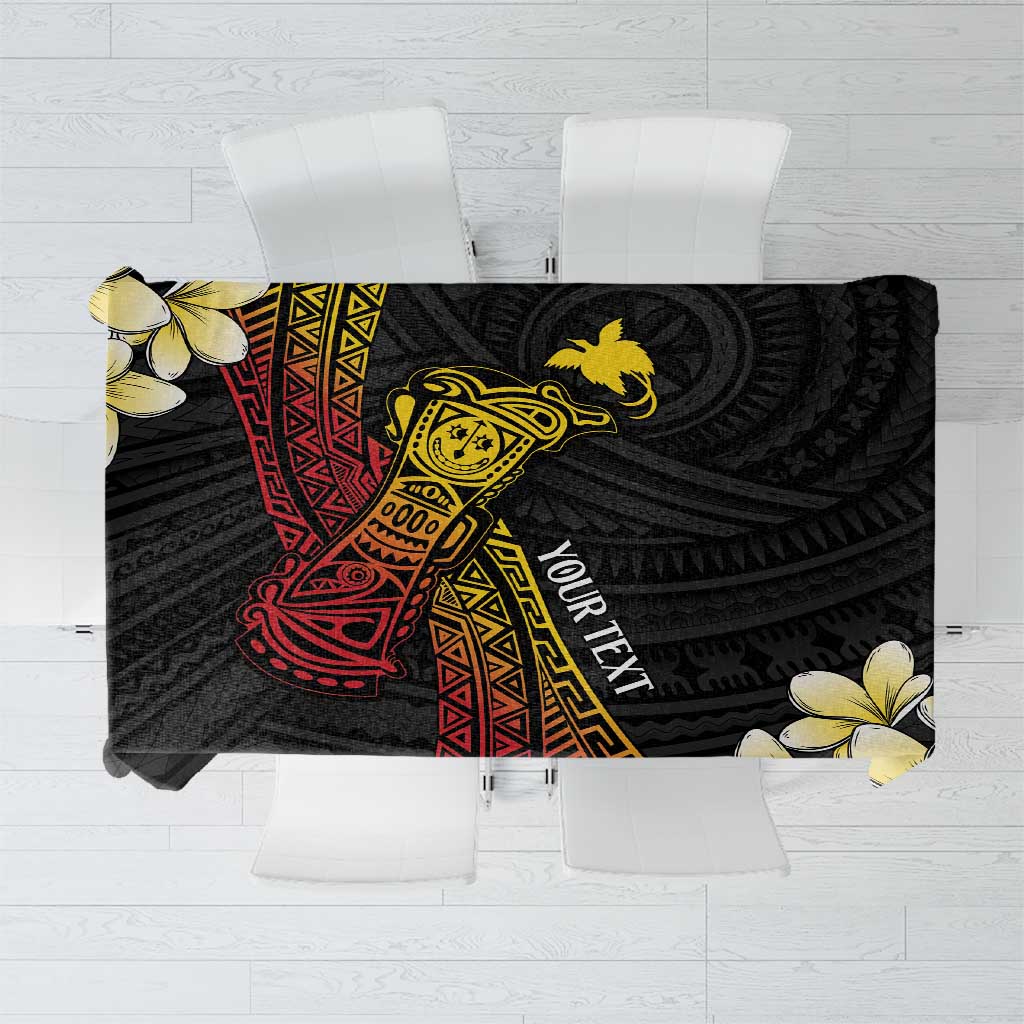 Personalized Papua New Guinea Tablecloth Kundu Drum Carving Motifs LT7 Black - Polynesian Pride