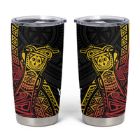Personalized Papua New Guinea Tumbler Cup Kundu Drum Carving Motifs LT7 Black - Polynesian Pride