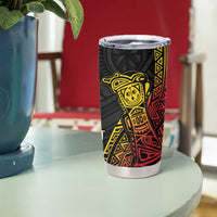 Personalized Papua New Guinea Tumbler Cup Kundu Drum Carving Motifs LT7 - Polynesian Pride
