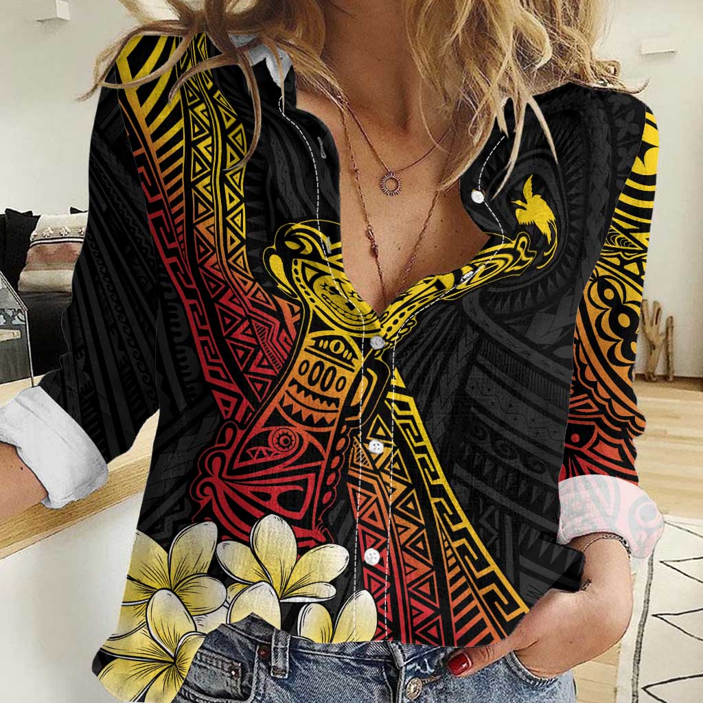 Personalized Papua New Guinea Women Casual Shirt Kundu Drum Carving Motifs