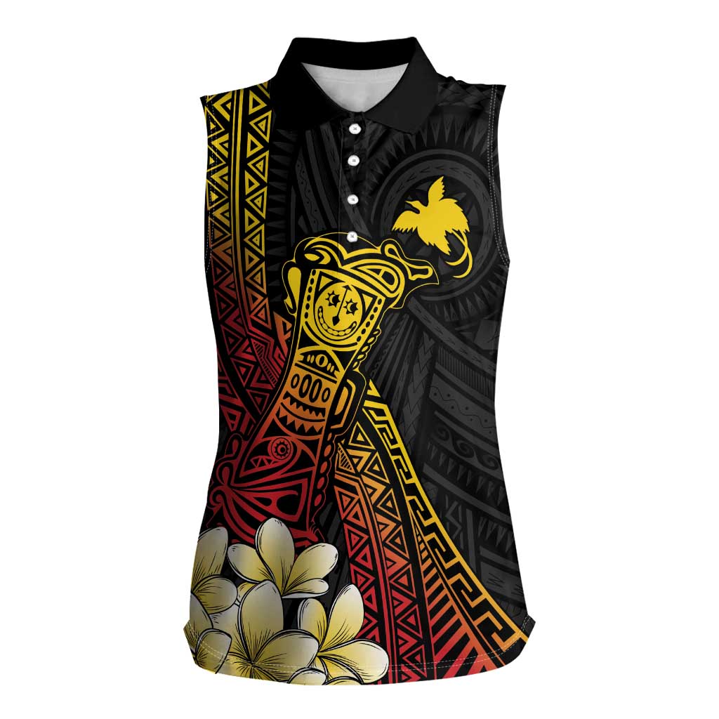 Personalized Papua New Guinea Women Sleeveless Polo Shirt Kundu Drum Carving Motifs