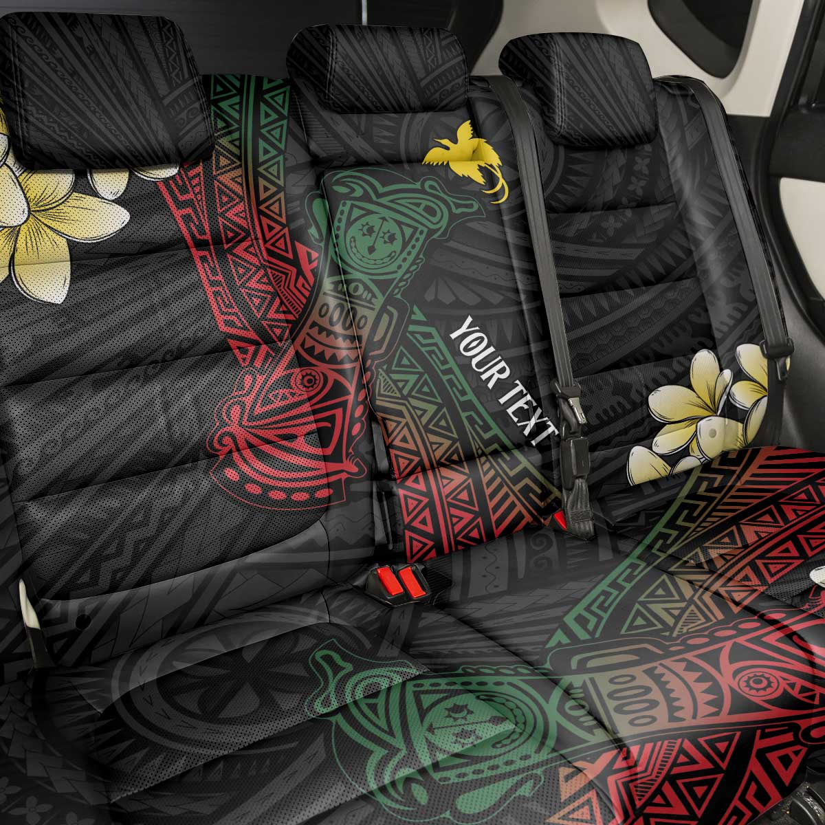 Personalized Papua New Guinea Back Car Seat Cover Kundu Drum Motifs - Sepik Colors