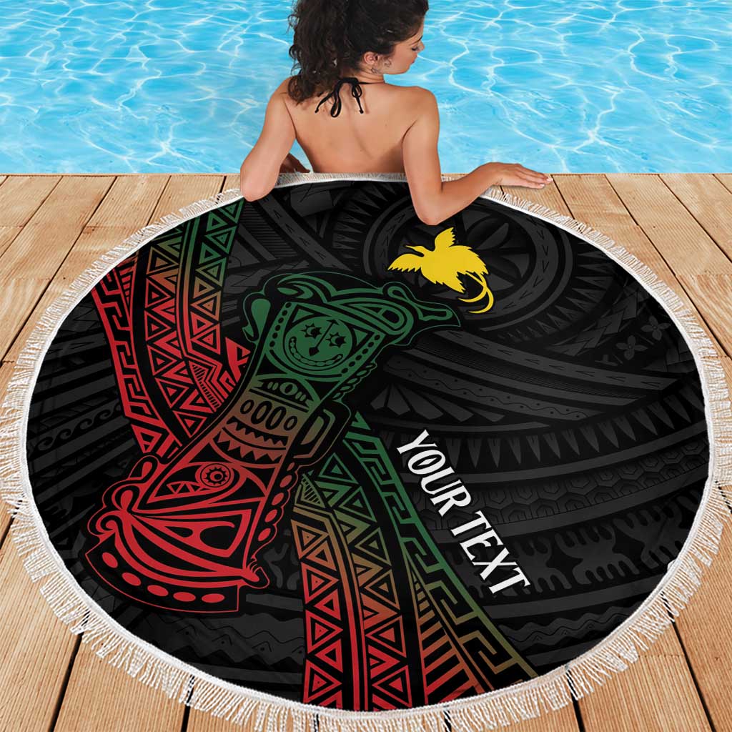 Personalized Papua New Guinea Beach Blanket Kundu Drum Motifs - Sepik Colors LT7 - Polynesian Pride