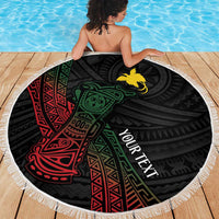 Personalized Papua New Guinea Beach Blanket Kundu Drum Motifs - Sepik Colors LT7 - Polynesian Pride