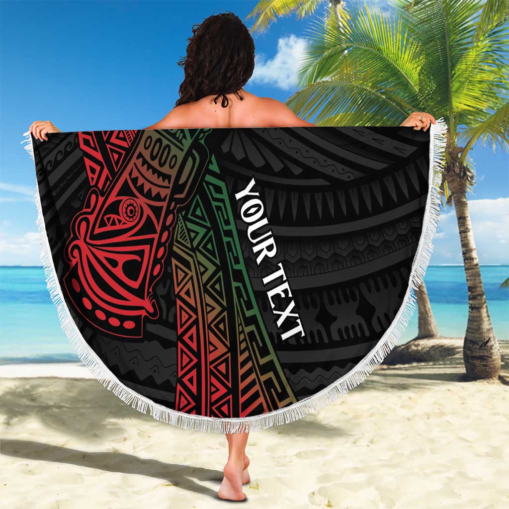 Personalized Papua New Guinea Beach Blanket Kundu Drum Motifs - Sepik Colors LT7 - Polynesian Pride