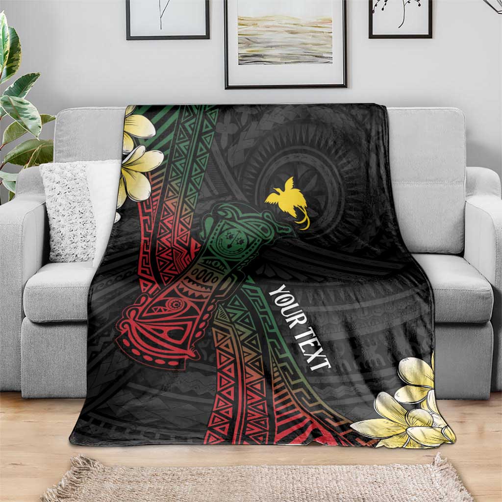 Personalized Papua New Guinea Blanket Kundu Drum Motifs - Sepik Colors LT7 - Polynesian Pride