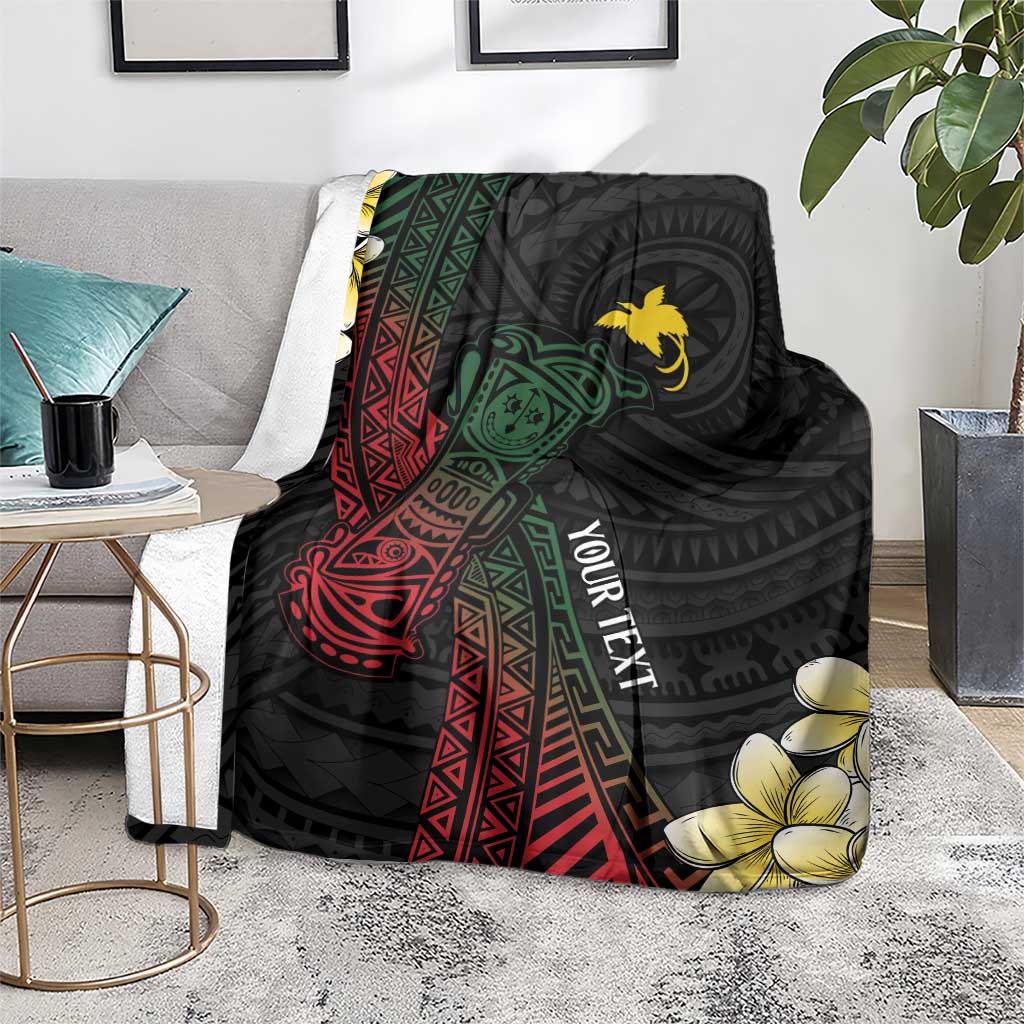 Personalized Papua New Guinea Blanket Kundu Drum Motifs - Sepik Colors LT7 - Polynesian Pride