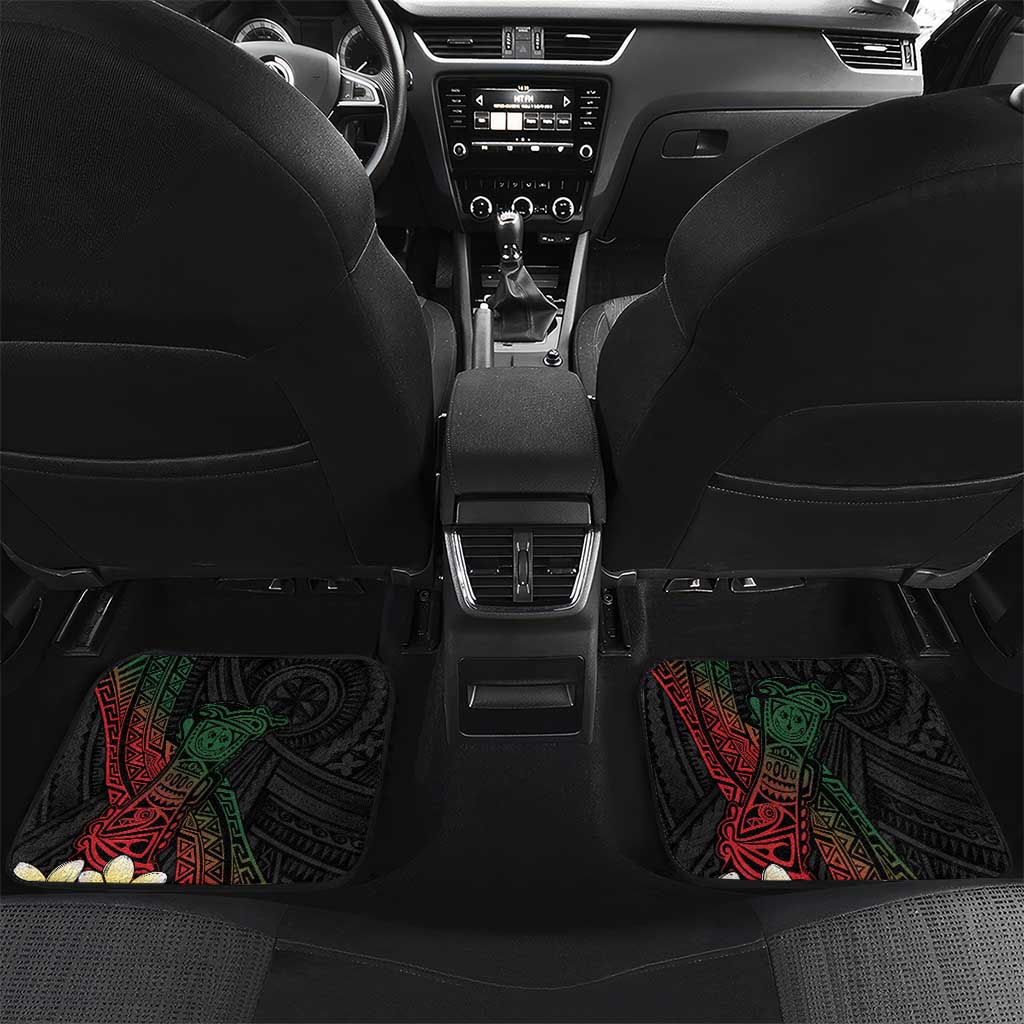 Personalized Papua New Guinea Car Mats Kundu Drum Motifs - Sepik Colors LT7 Set 2pcs - Back Black - Polynesian Pride