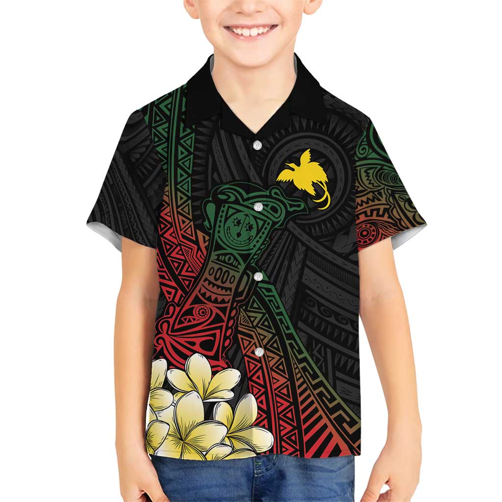 Personalized Papua New Guinea Family Matching Off Shoulder Short Dress and Hawaiian Shirt Kundu Drum Motifs - Sepik Colors