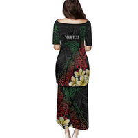 Personalized Papua New Guinea Family Matching Puletasi and Hawaiian Shirt Kundu Drum Motifs - Sepik Colors