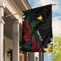Personalized Papua New Guinea Garden Flag Kundu Drum Motifs - Sepik Colors LT7 House Flag Black - Polynesian Pride