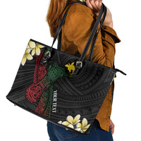 Personalized Papua New Guinea Leather Tote Bag Kundu Drum Motifs - Sepik Colors LT7 - Polynesian Pride