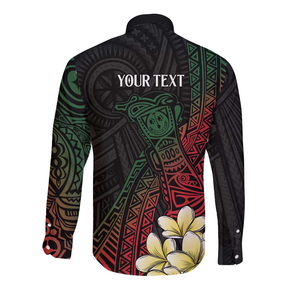Personalized Papua New Guinea Long Sleeve Button Shirt Kundu Drum Motifs - Sepik Colors LT7 - Polynesian Pride