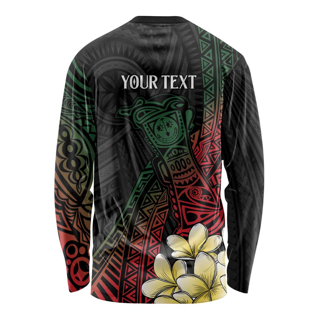 Personalized Papua New Guinea Long Sleeve Shirt Kundu Drum Motifs - Sepik Colors LT7 - Polynesian Pride