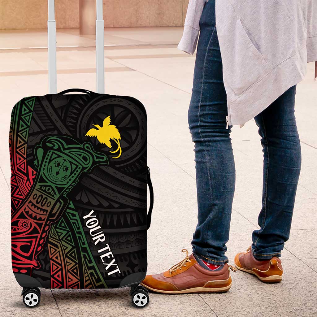 Personalized Papua New Guinea Luggage Cover Kundu Drum Motifs - Sepik Colors