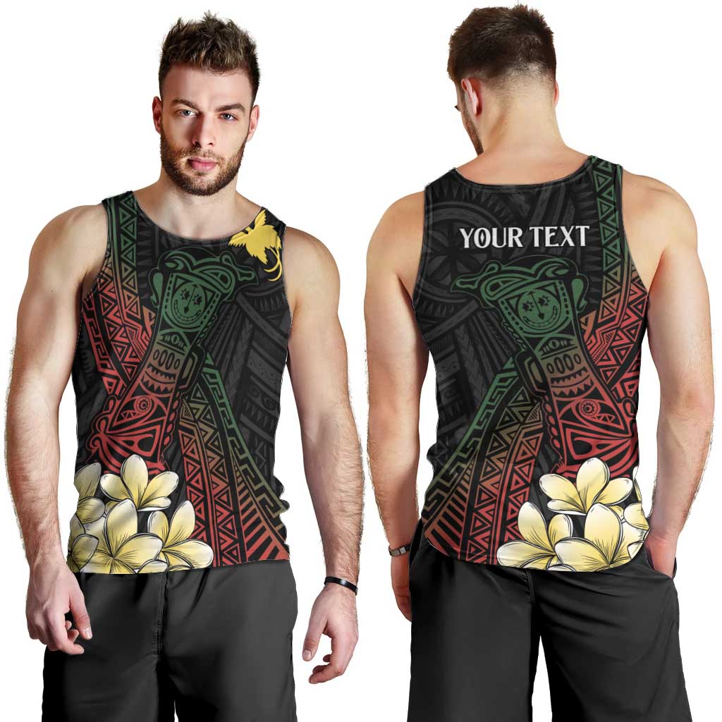 Personalized Papua New Guinea Men Tank Top Kundu Drum Motifs - Sepik Colors LT7 - Polynesian Pride