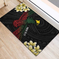 Personalized Papua New Guinea Rubber Doormat Kundu Drum Motifs - Sepik Colors LT7 - Polynesian Pride