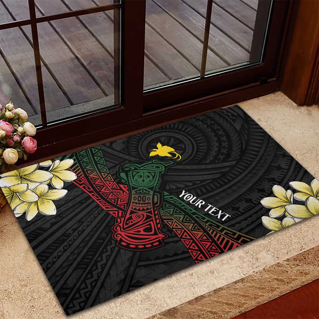 Personalized Papua New Guinea Rubber Doormat Kundu Drum Motifs - Sepik Colors LT7 - Polynesian Pride