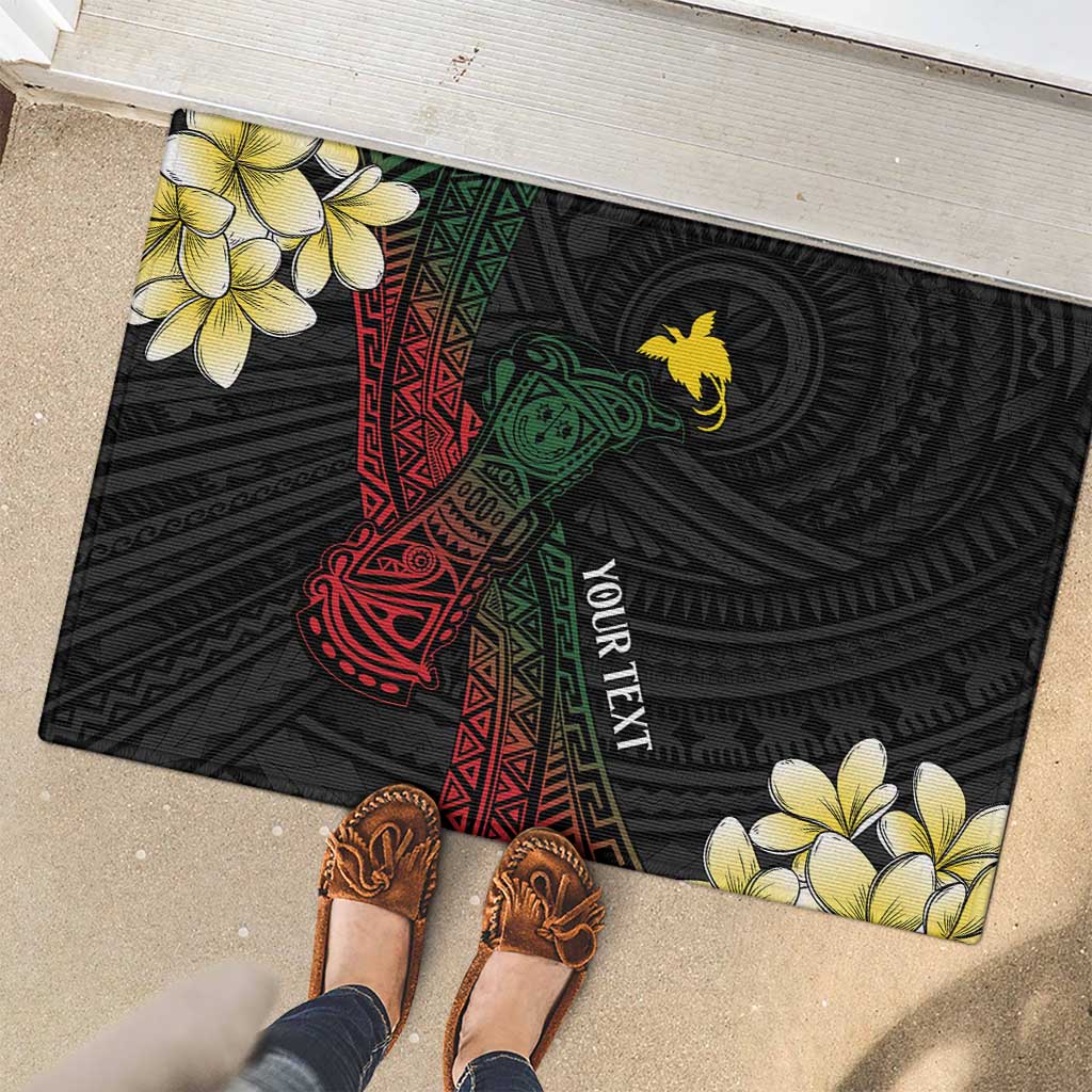 Personalized Papua New Guinea Rubber Doormat Kundu Drum Motifs - Sepik Colors LT7 - Polynesian Pride