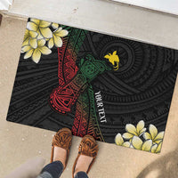 Personalized Papua New Guinea Rubber Doormat Kundu Drum Motifs - Sepik Colors LT7 - Polynesian Pride